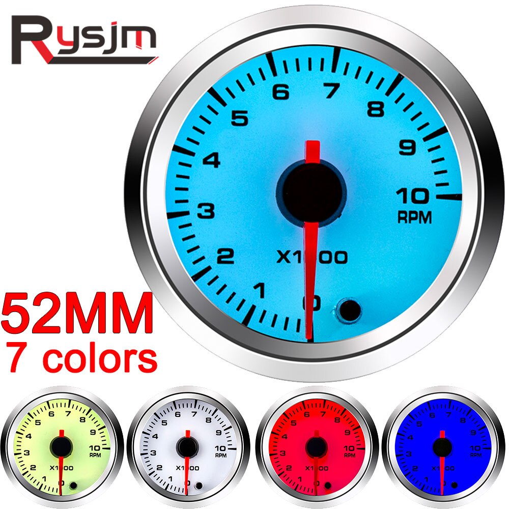 7 colores 52mm 0-10000 RPM tacómetro medidor indicador para 12V Motor de gasolina del Motor eléctrico Tacho medidor accesorios para automóvil motocicleta