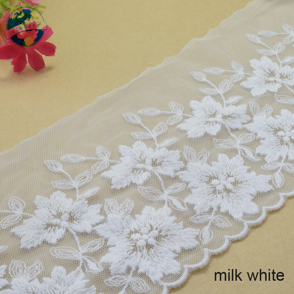 12cm biała haftowana bawełniana koronka francuska wstążka tkanina gipiura Diy wykończenia osnowy robienie na drutach szycia kurtyny akcesoria ślubne #2993: 1yard