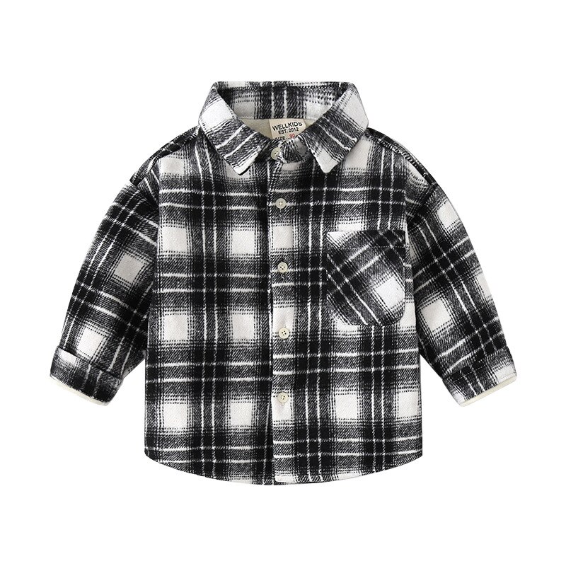 Veste à carreaux pour garçon, tenue d'hiver, Style britannique, manteau d'automne pour enfant en bas âge