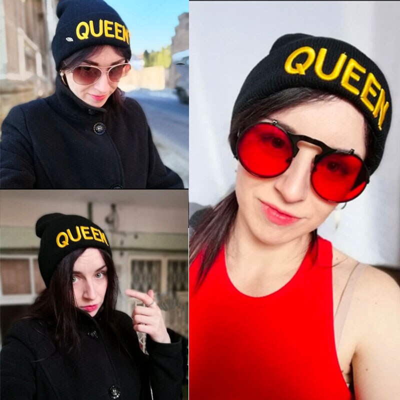 Bonnet en tricot pour couple, élastique, roi, reine, Bonnet de sport, pour hommes et femmes, hiver et automne