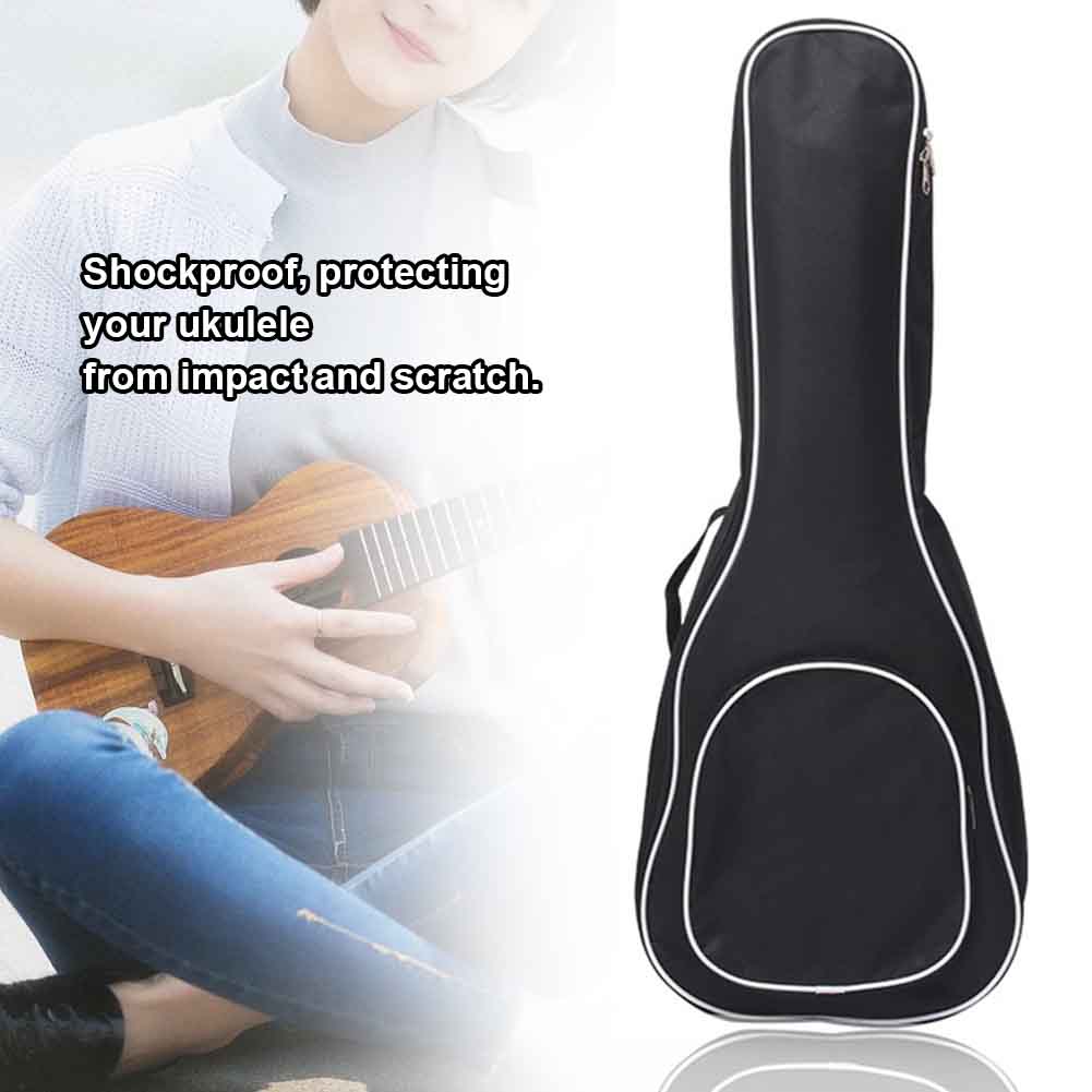 21/23/26 Inch Ukulele Bag Pockets Thickened Storage Padded Zipper Oxford Cloth Black Waterproof Shockproof Backpack Case: 26 Inch