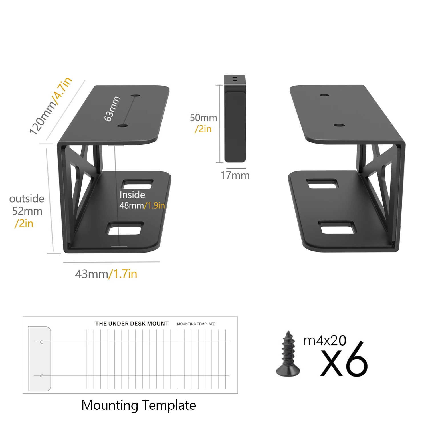 Under Desk Laptop/Mini PC Storage Mount,CPU Holder,Compatible with Dell OptiPlex,Macbook,Mac Mini and More: Default Title