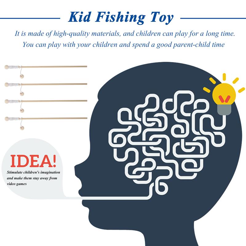 4 stücke Holz Magnetischen Angeln Pole Holz Angelrute für Kindergarten freundlicher