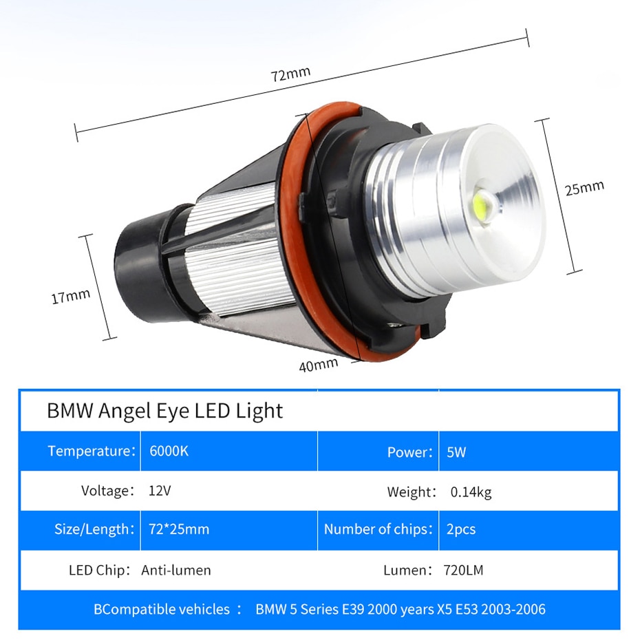 10W LED Winkel Augen Marker Lichter Fehler Kostenlos Für BMW E39 M5 E53 X5 E60 M5 E61 E63 e64 M6 E65 E66 E83 X3 E87 525i 530i xi