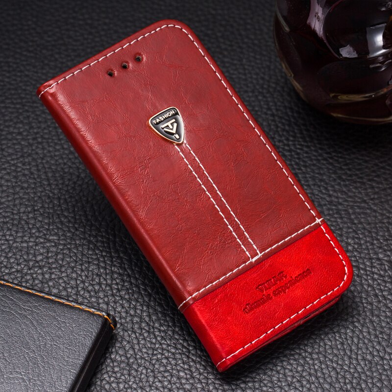 VIJIAR Ingebouwde magneet Tailor precieze High end flip lederen telefoon cover 4.7 'Voor nokia lumia 730 735 case: Rood