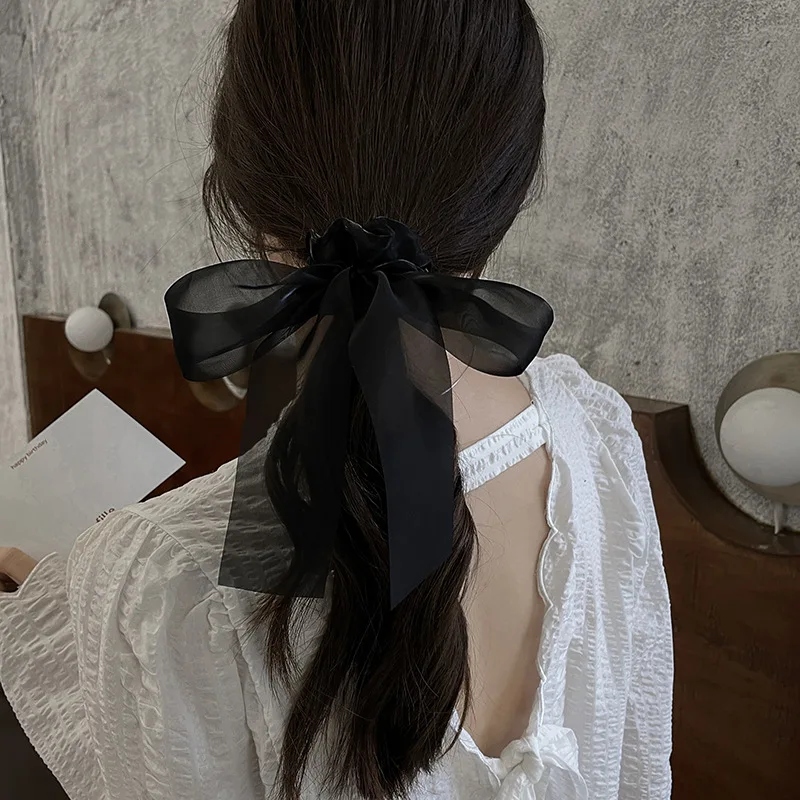 Pinza para el pelo con lazo de hilo blanco y negro para mujer y niña, horquilla para la Cabeza trasera, accesorios para el cabello de , primavera y verano, novedad de 2023