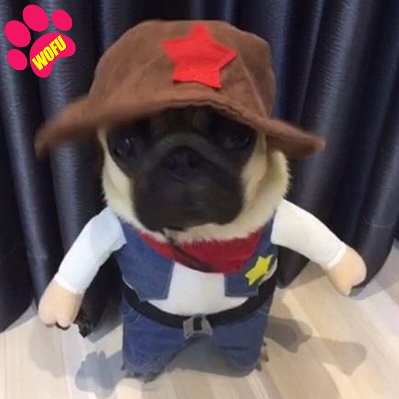 WOFUWOFU Westworld Funny Cowboy Jacket Suit - Super Cute Costumes for Small Dogs &amp; Cats