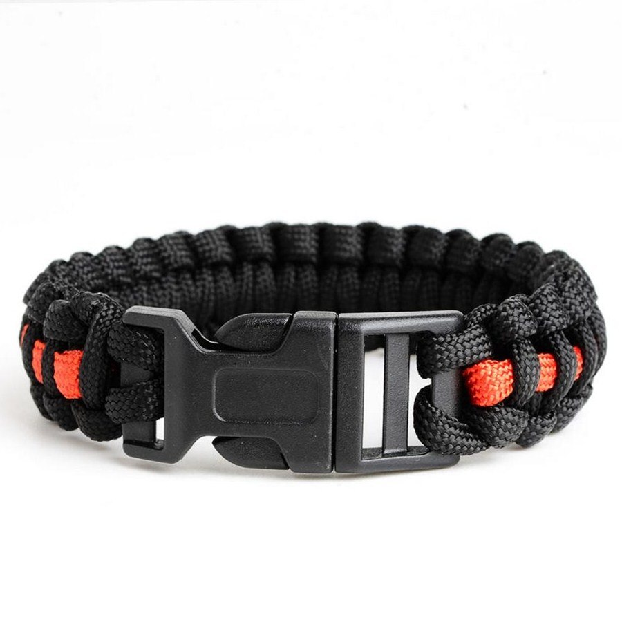 Dunne rode lijn paracord survival armband buitenshuis sport 550 paracord armband voor kinderen volwassen