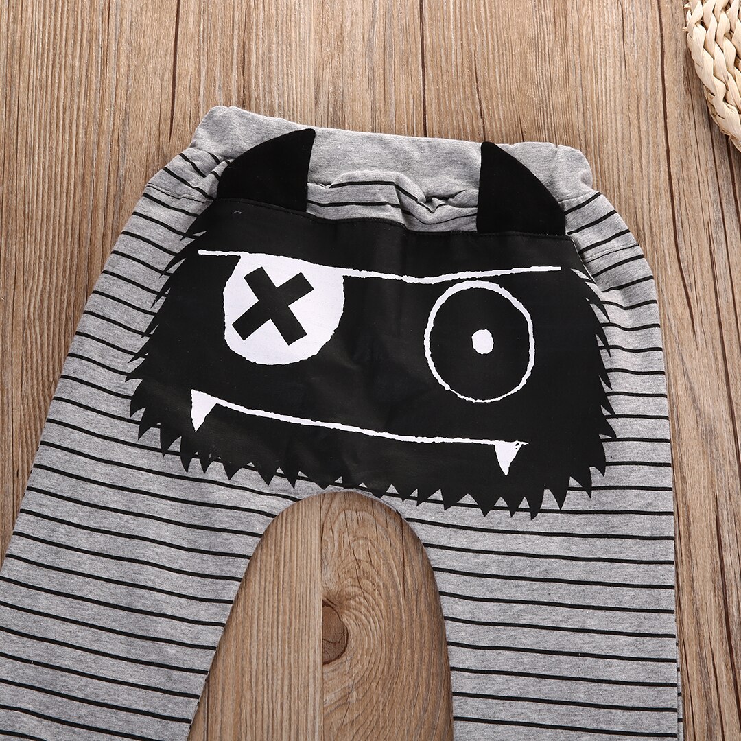 0-24M Baby Newborn Infant Baby Boys Girls Stripe Monster Bottoms Harem Pants Legging Trousers Cotton Trousers Slacks
