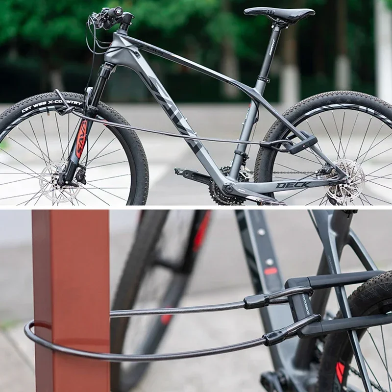 ROCKBROS-Serrures de vélo de style chinois en forme de U, cadenas antivol pour scooter électrique, ensemble de câbles de verrouillage de vélo, accessoires de vélo de route VTT