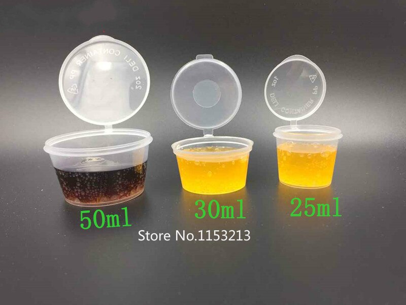 100 sets/partij 50 ml plastic kruiden box saus cup verdikking van specerijen externide cup Siamese plastic cups 2 oz Siamese cup