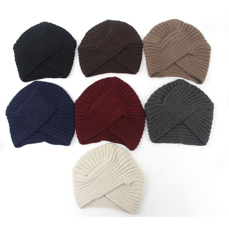 Vinter cap strik turban cross kvinders vinter varm strik turban cross twist hår wrap solid afslappet skullies beanies hat