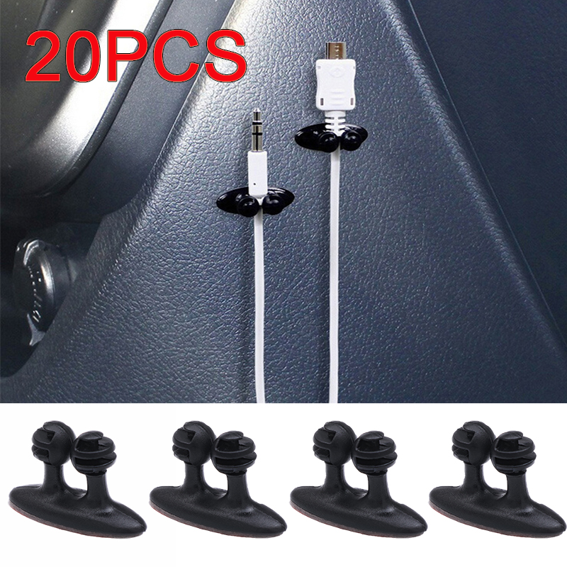 1-20 Car Wire Cable Holder Cable Manager for Mobile Phone Charger Home Office Organizer Multifunctional Tie Clip Fixer Organizer