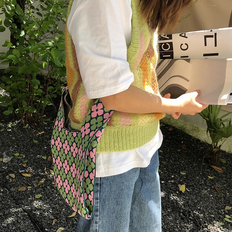 Mode Breien Pols Tas Vrouwen Handtas Handgemaakte Touw Geweven Clutch Purse Tote Shopper Tassen Voor Vrouwen 2022 Vrouwelijke