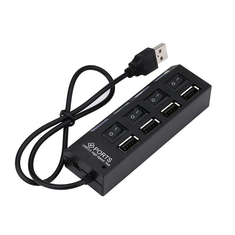 USB HUBS 4 Port USB 2,0 Hub Auf/Off Schalter + DC Power Adapter Kabel für PC laptop 9910