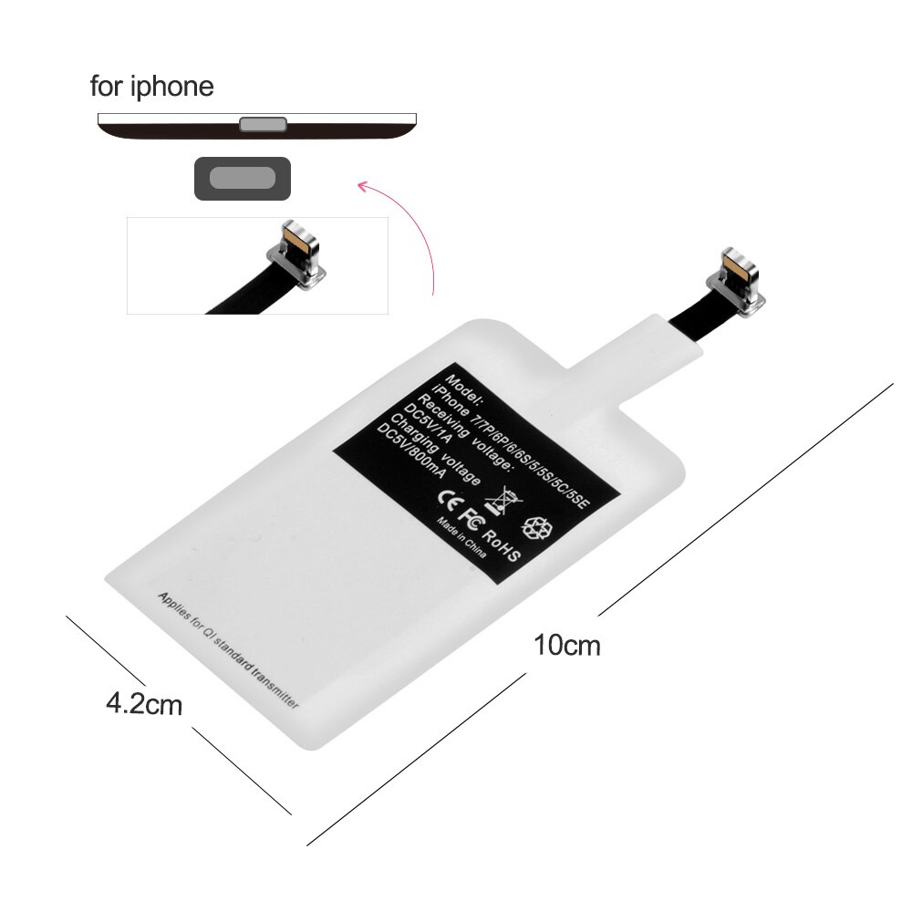 Ricevitore caricabatterie Wireless Qi per iPhone 5 6 7 Plus ricevitore di ricarica Wireless universale per telefono Micro USB type-c