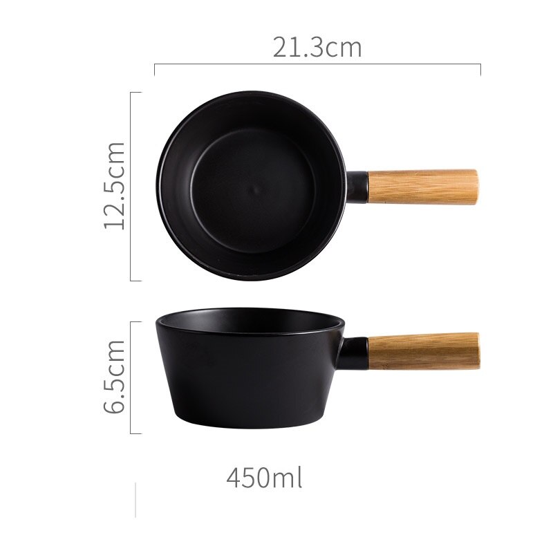 Nordic Salad Bowl Dessert Cup Soup Bowl Wooden Handle 450ml Oat Meal Breakfast Yogurt Bowl Ins