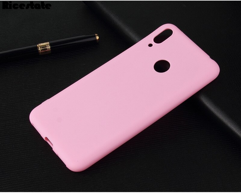 Funda de silicona blanda de TPU para Huawei Y7 , carcasa de Color caramelo para Huawei Y7: Rosa