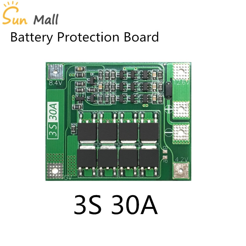 3S 30A Bms Board 11.1V 12.6V 18650 Lithium Batterij Bescherming Boord Met Egalisatie Drive Boor 30A Huidige