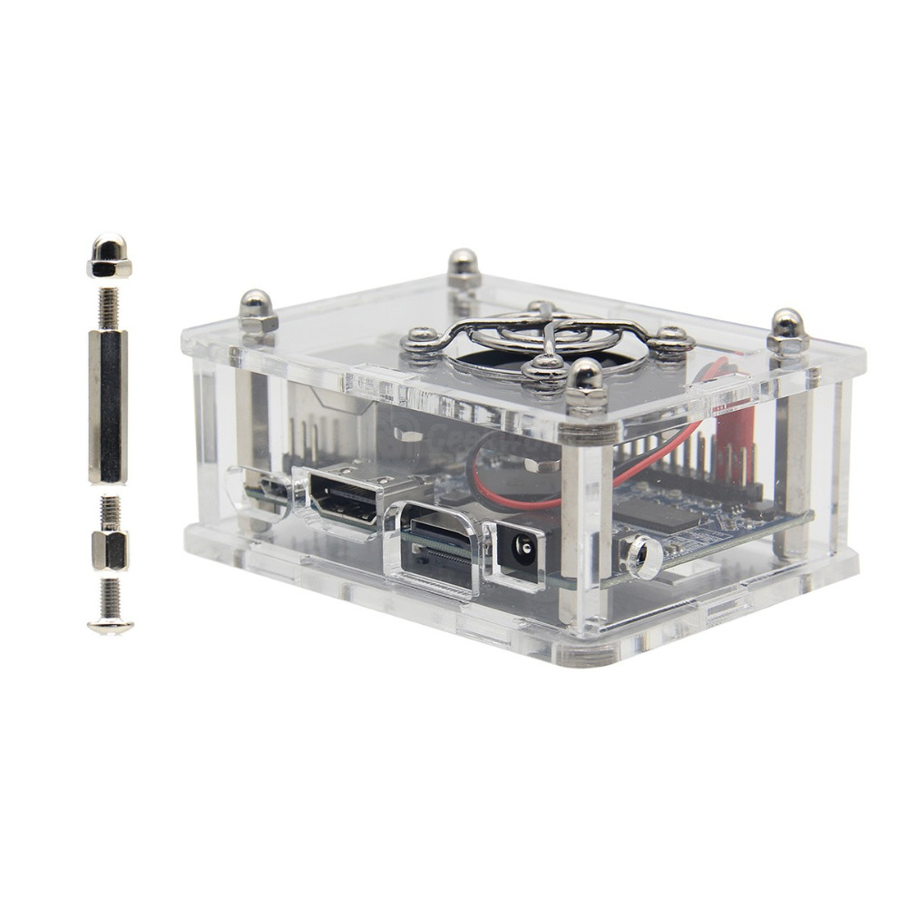 Orange Pi One Acrylic Case + Cooling Fan + Copper Heatsink Kits for Orange Pi One