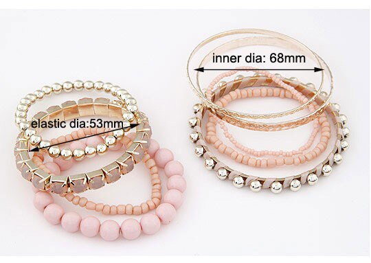 LEMOER Bohemian Candy Color Multilayer Beads Bracelet Bangles jewelry for women pulseras mujer wrist band