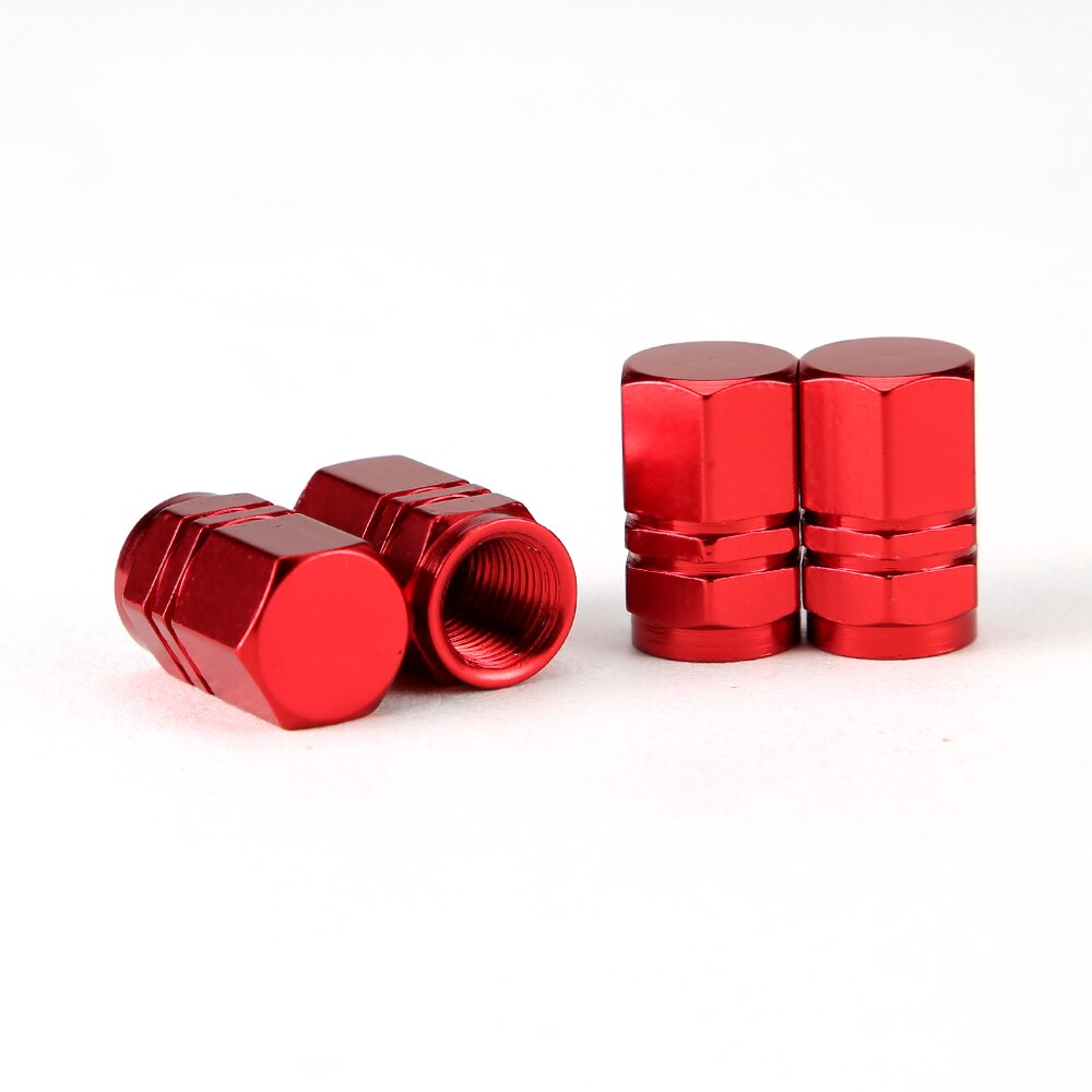 4 Stks/set Tire Ventieldopjes, hex Multi-color Geanodiseerd Gefreesd Aluminium Fiets Ventieldopjes Dust Covers: Red