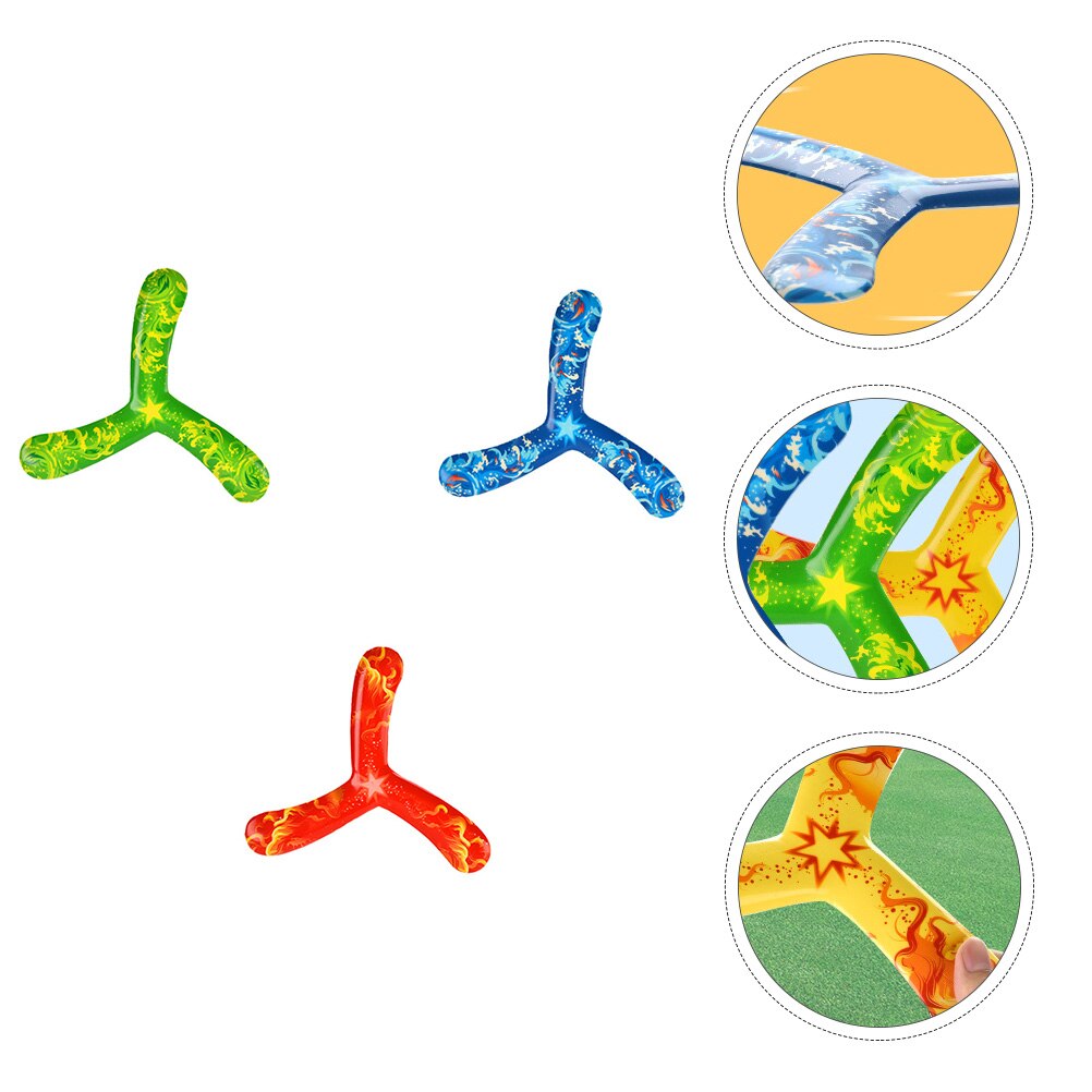 3 pezzi Cast manovella dardo tre foglie Boomerang per bambini bambini all&#39;aperto bambino