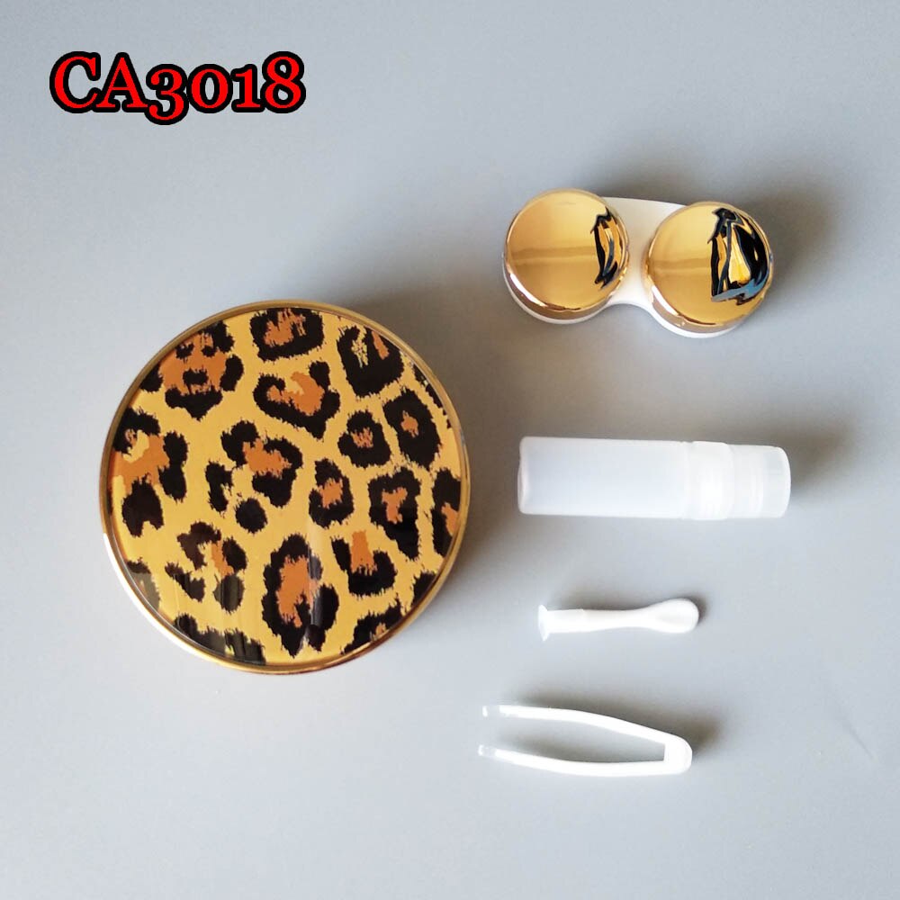 Étuis pour lentilles de Contact léopard Sexy avec miroir boîte à robe animale pratique étui à lentilles de Contact sac d'économie CA3018: CA3018 golden