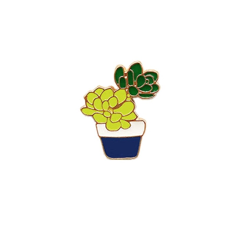 1 PCS Flower Pots of Cactus Brooch Badge Plants Metal Pin Badge Icons for Backpack Clothes Badges: 4