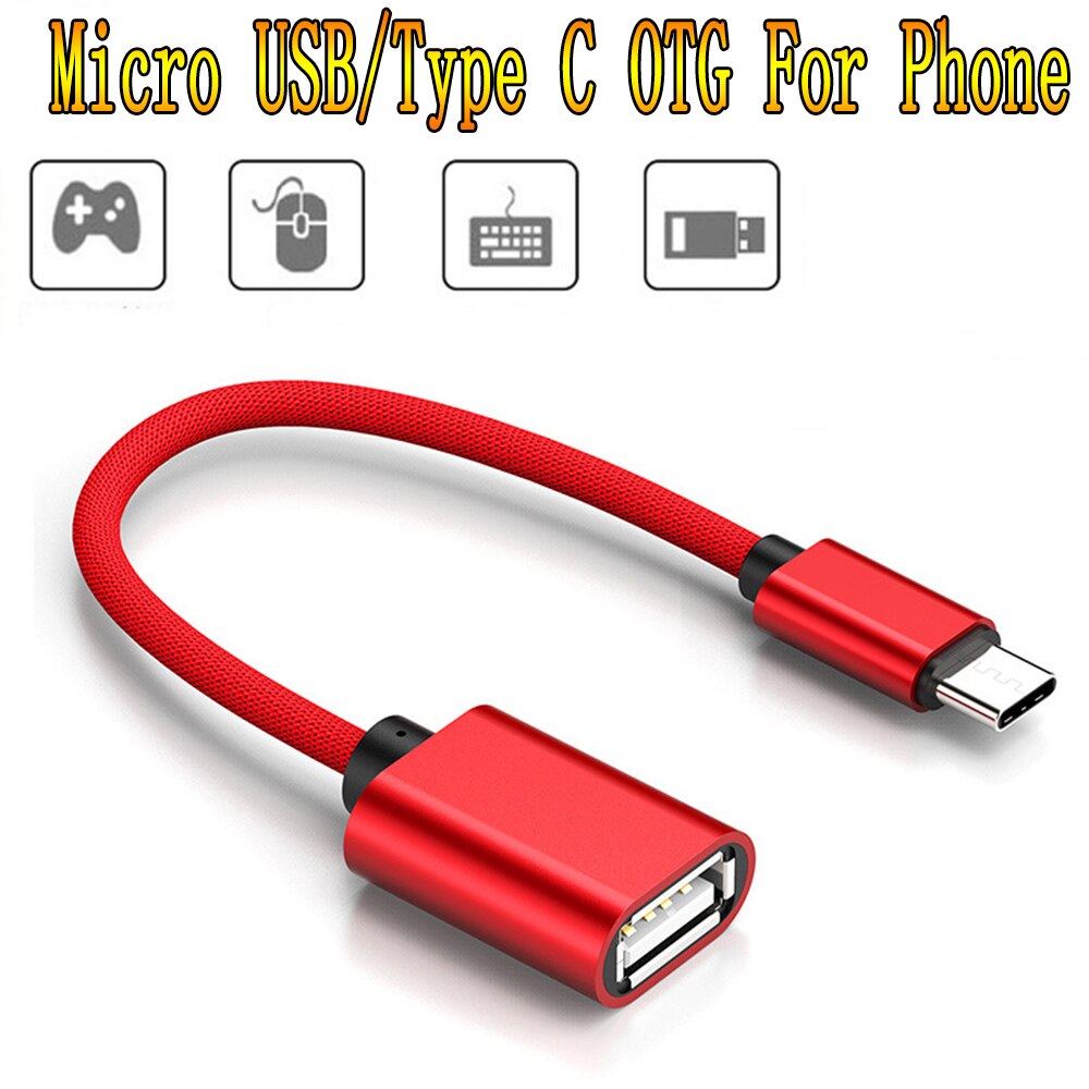 Cable adaptador USB OTG tipo C para Samsung, convertidor USB hembra a Micro USB macho para Android para IPhone, para portátil, función OTG