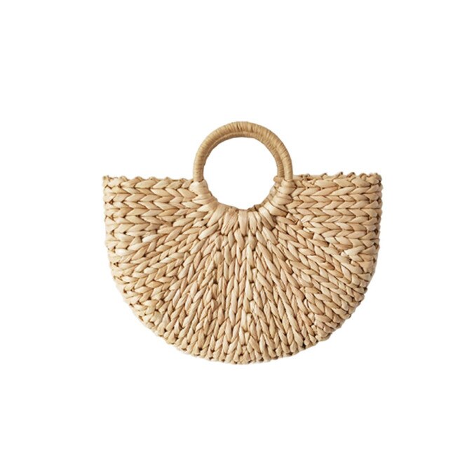 Multi-styles Straw Bags Handmade Summer Woven Beach Ladies Shoulder Bag Bohemia Bali Travel Female Handbags: Style 2-Small Khaki