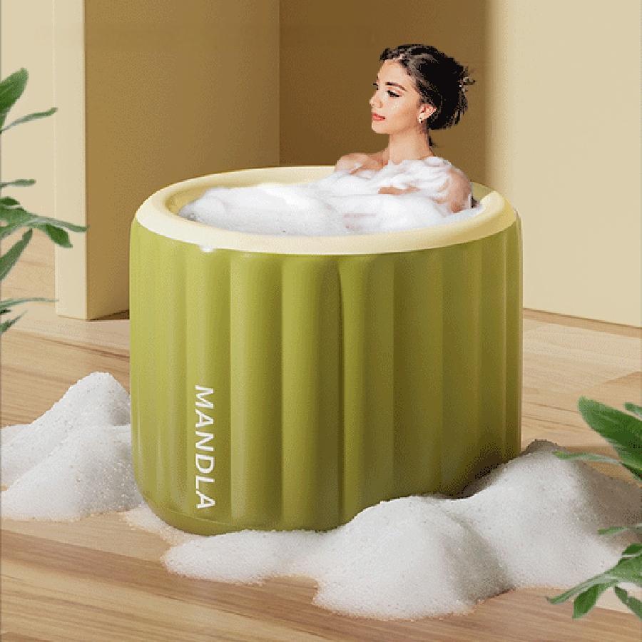 1 oppusteligt badekar, badekar til hjemmet, badekar til børn og voksne, sammenklappeligt badekar til hele kroppen for voksne, spa: Sort