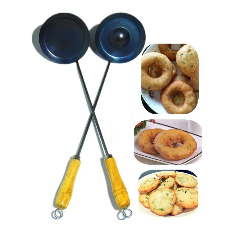 Cuillère à friture pour beignets, huile, Baba, cuillère en fer Durable, Portable, fer à la main, antiadhésif, louche, Wok, spatule pour aliments