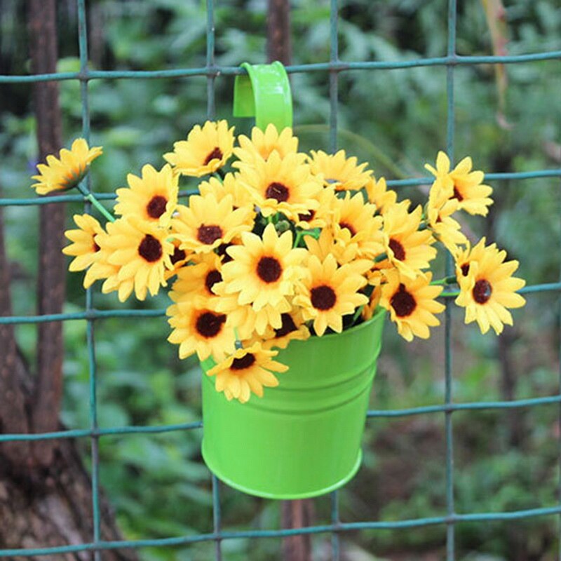 10 farver hængende blomsterpotter krog vægkrukker havekrukker balkon plantekasser metal spand blomsterholdere boligindretning