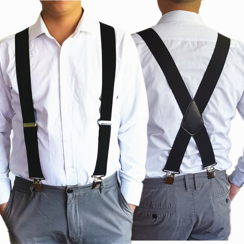 Over Size 50mm Width Men Suspender High Elastic Adjustable Strong Clips Suspender Heavy Duty Nice Wearing X-Back Trousers Braces