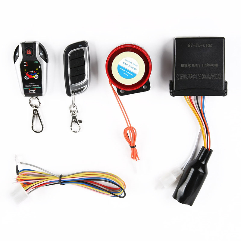 Tweeweg Motorfiets Anti-Diefstal Beveiliging Alarmsysteem Scooter Inbraak Trillingen Alarm Afstandsbediening Motor Start 5Meter Auto-Lock: Black