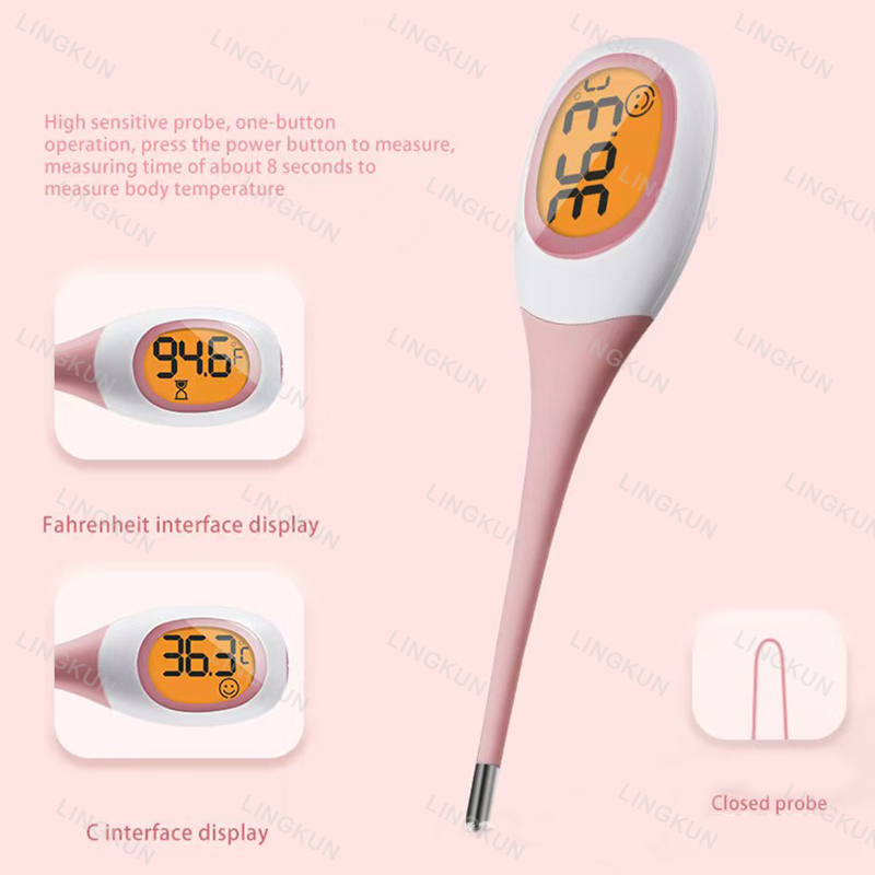Termómetro rápido de silicona 8S para fiebre, termómetro Digital infrarrojo para el cuerpo Basal, pantalla LED de temperatura Rectal para axila Oral: 2