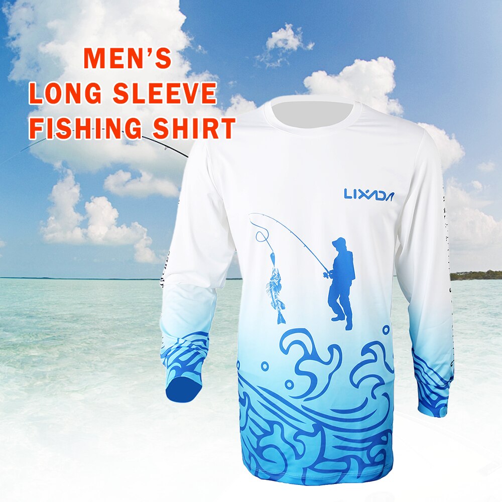 Lixada Breathable Long Sleeve Fishing Shirt Anti Mosquito Quick Drying Summer Fishing Clothing for Men Sunscreen Fishing Shirts