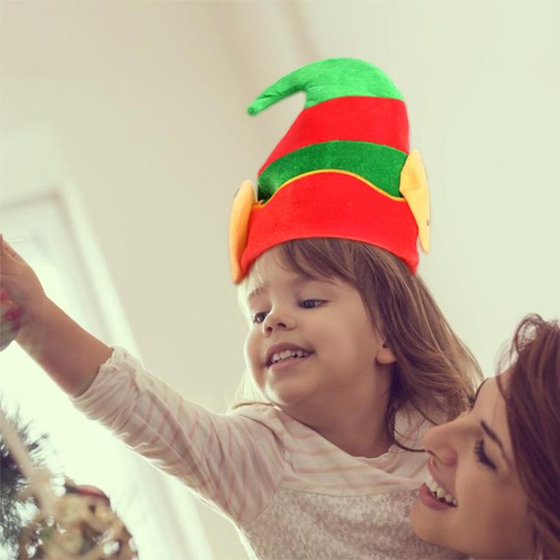 Orejas de elfo de Navidad dibujos animados creativos rojo verde rayas sombrero Festival Año Decoración Accesorios