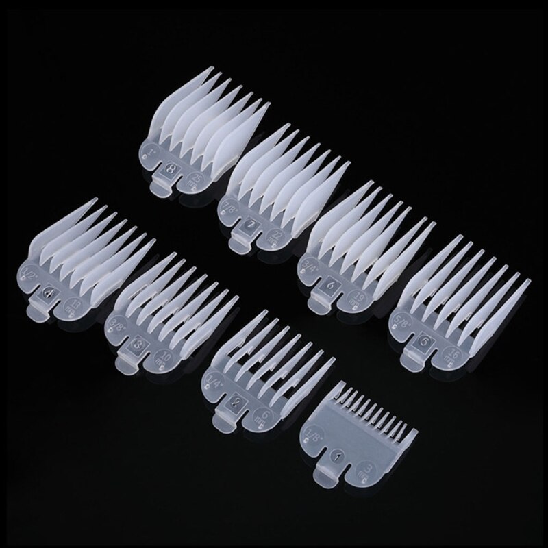 8Pcs Hair Clipper Limit Comb Guide Attachment Size Barber Replacement 3/6/10/13/16/19/22/25mm Shaving Combs