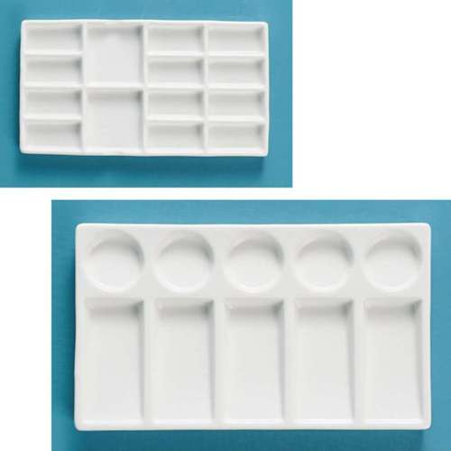 Palette d'aquarelle en céramique de , rectangulaire, multi-grille, pour peinture gouache, fournitures d'art en acrylique: 2 square plates