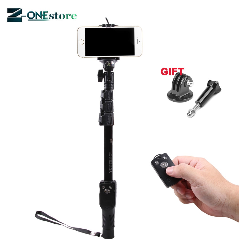 Originele Yunteng 1288 Selfie Sticks Handheld Monopod + Telefoon Houder + Bluetooth Shutter voor iPhone GoPro Camera