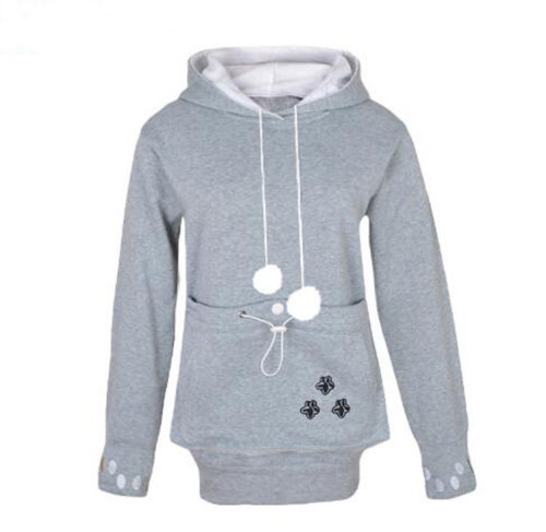 unisex Große Känguru Haustier Träger Hoodie Langarm Hund Katze Halfter Träger Sweatshirt Für Kleine Haustier Liebhaber: grau / M