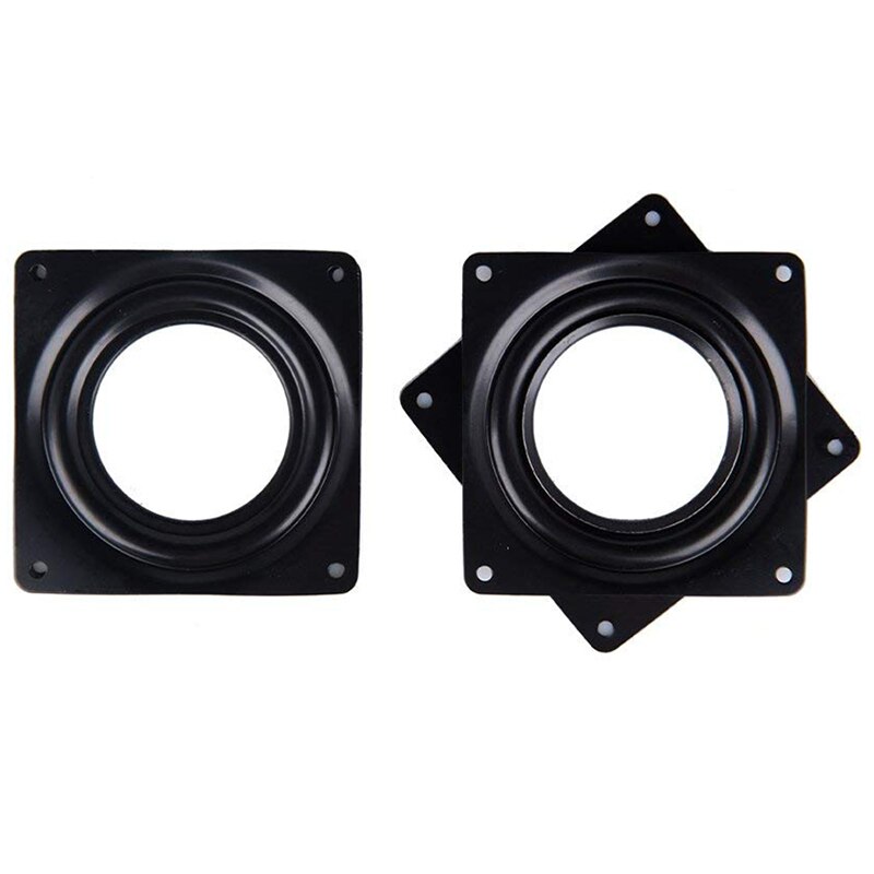 4 Pack 4-inch Square Turntable 360 Degree Rotating Universal Display Stand Iron Black 95*95mm