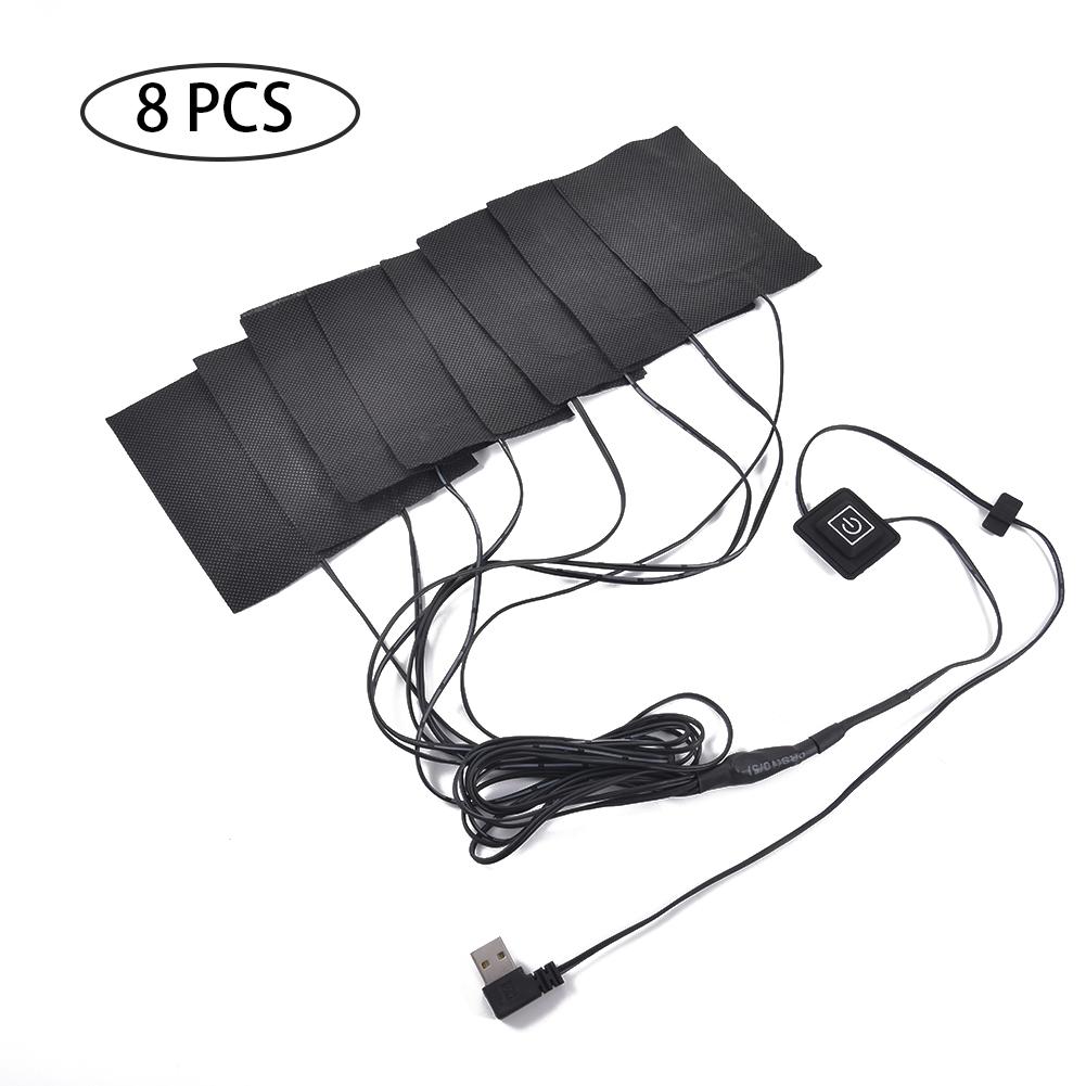 Opvarmet jakke tøjpude varmelegeme vinter varme termovest puder kulfiber usb varme vest pude 8- i -1 usb elektrisk varme pude