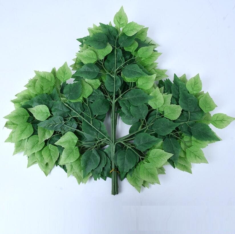 12pcs 55cm Artificial Birch Tree Leaves Branch For Plant Wall Background Wedding Home Hotal Office Bar Decorative: Green