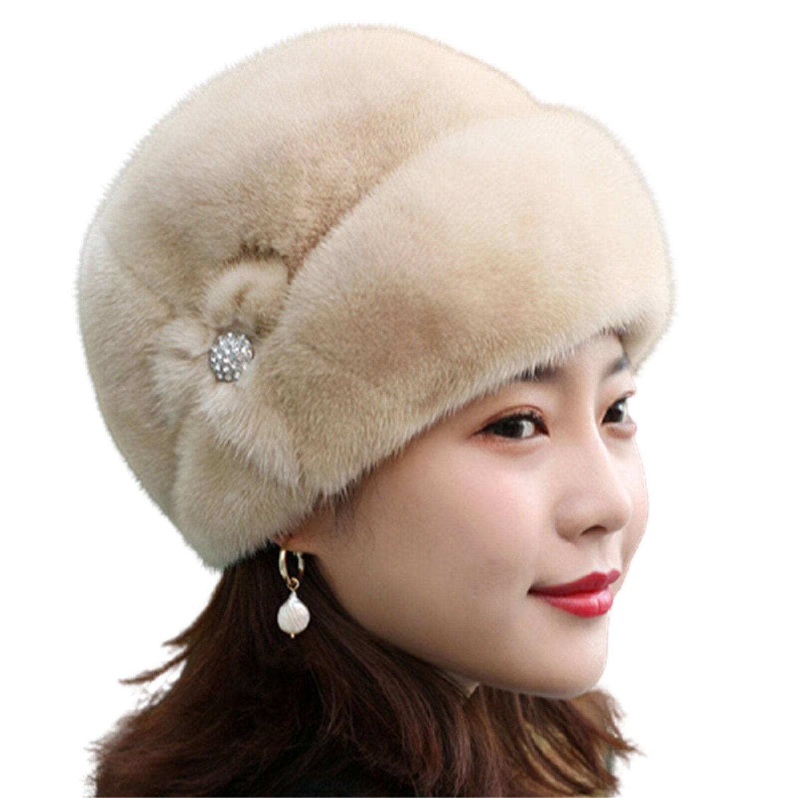 Faux Fur Trimmed Winter Hat for Women Fashionable Outdoor Warm Hats Birthday