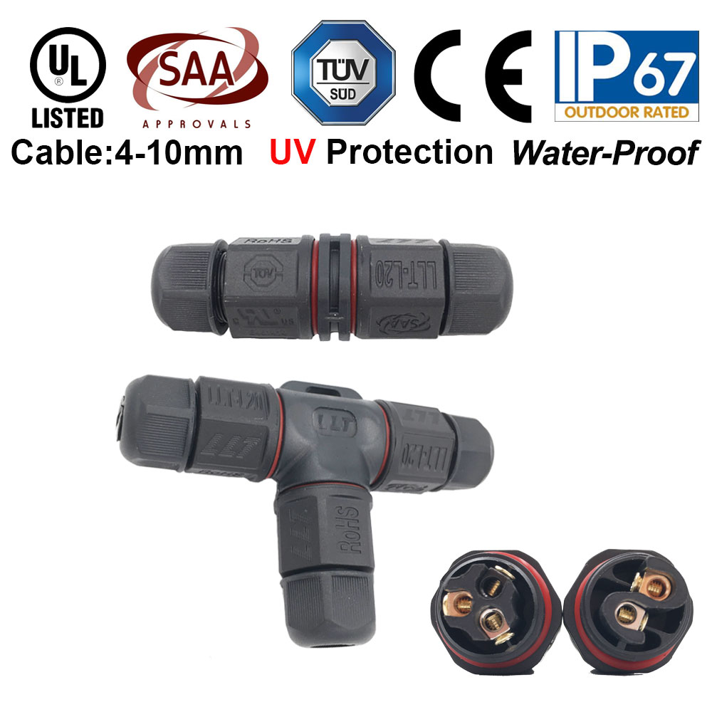 IP67 Waterproof Connector 2 Pin 3 Pin Electrical Terminal Wire Adapter Connector Screw and Soldering Pin connector for LED Light