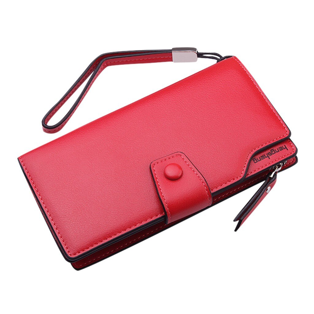 Women's Wallet Folds Casual Pure Color Large-capacity Clutch Soft Multi Wallet For Credit Cards Women #G2: Red 2