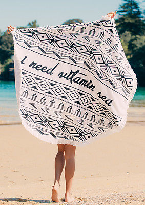 Indisk mandala tapetry påfugl trykt boho boheme strandhåndklæde yo-ga mat sunblock rund bikini cover-up tæppe kast